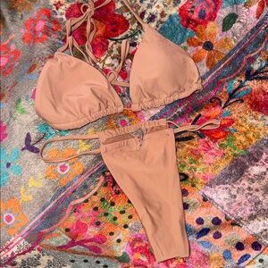 MATTE collection brown two piece swimsuit bikini size small